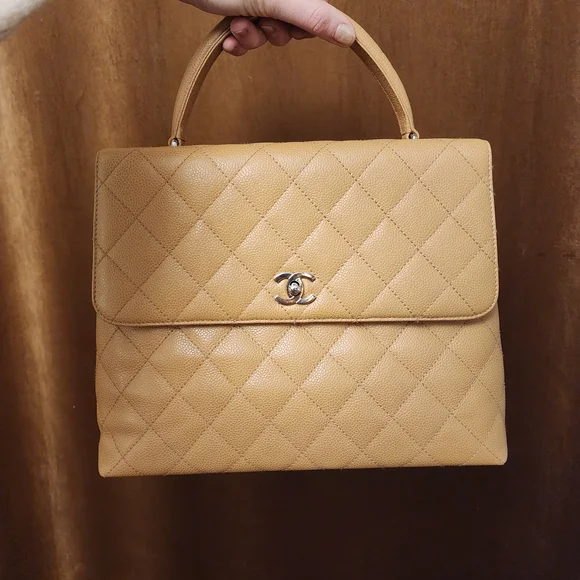 Vintage Chanel Kelly Top Handle Cavier Biege SHW (2001) - Picture 2 of 16